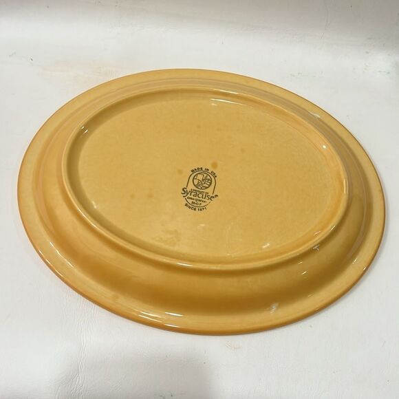 Syracuse USA Oval Plate Serving Platter Sunny Saffron Yellow Orange Heavy China - Picture 13 of 14